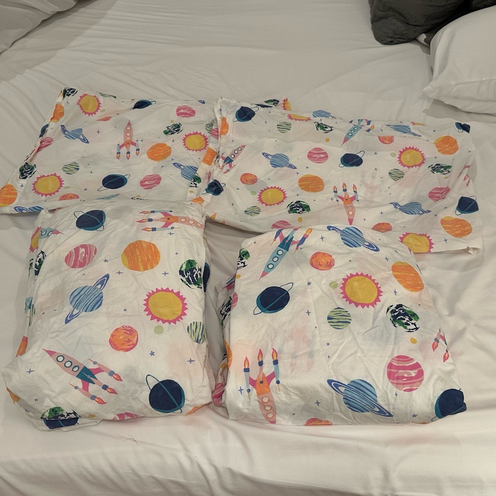 Colorful Space-Themed Organic Cotton Bedding Set